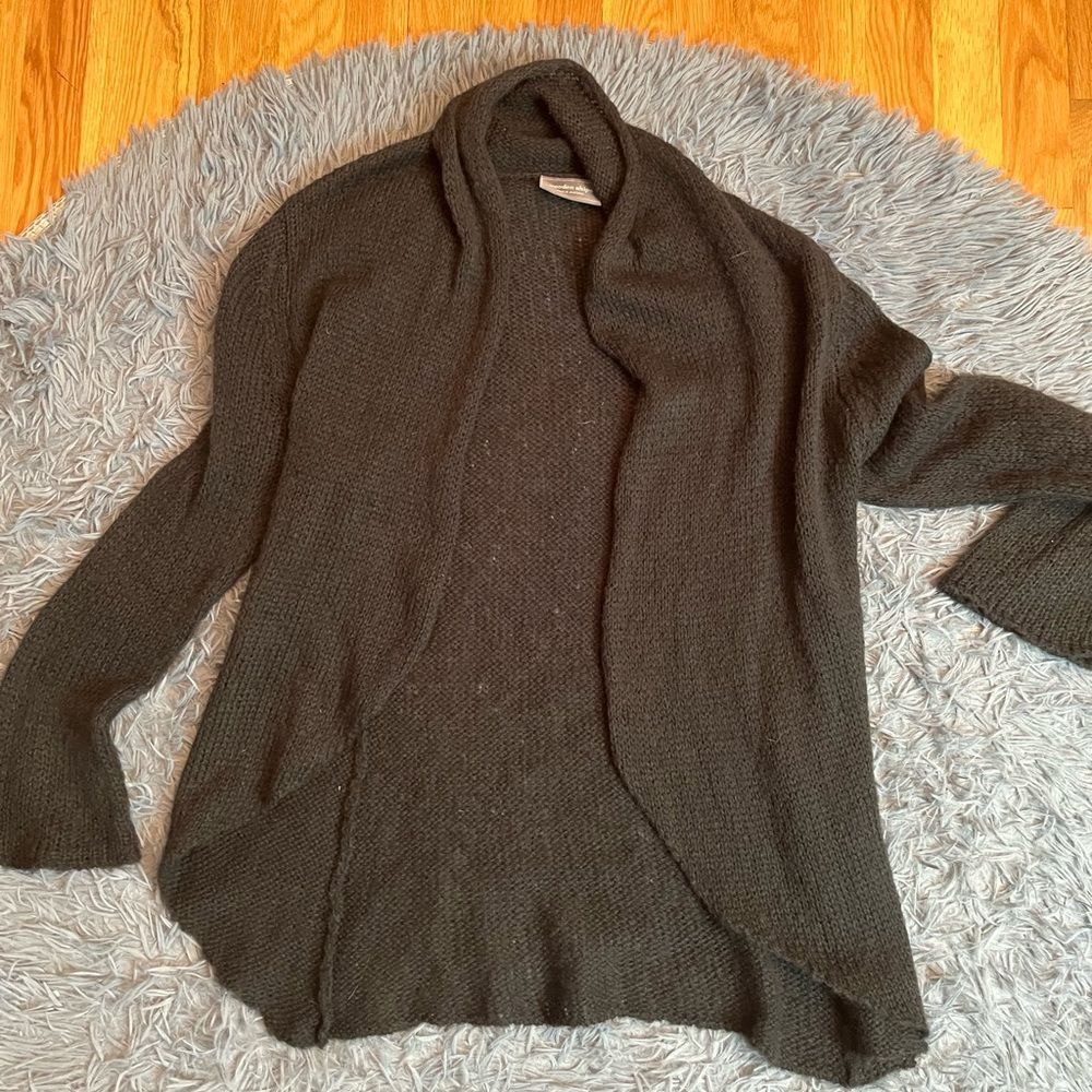 Wooden Ships Charcoal Open Front Wool Mohair Cardigan Size S M